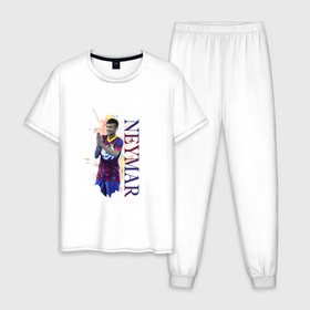 Мужская пижама хлопок с принтом Neymar в Петрозаводске, 100% хлопок | брюки и футболка прямого кроя, без карманов, на брюках мягкая резинка на поясе и по низу штанин
 | neymar | неймар