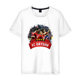 Мужская футболка хлопок с принтом FC_Bayern в Петрозаводске, 100% хлопок | прямой крой, круглый вырез горловины, длина до линии бедер, слегка спущенное плечо. | bayern | бавария