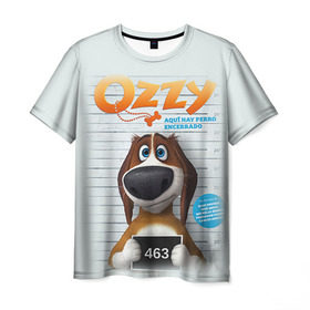 Мужская футболка 3D с принтом Ozzy в Петрозаводске, 100% полиэфир | прямой крой, круглый вырез горловины, длина до линии бедер | dog | fast furry | бигль | большой собачий побег | мартин | мультфильм | оззи | побег | свободу разношерстным | собака