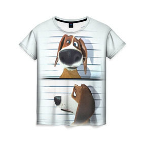 Женская футболка 3D с принтом Разыскивается пёс в Петрозаводске, 100% полиэфир ( синтетическое хлопкоподобное полотно) | прямой крой, круглый вырез горловины, длина до линии бедер | dog | fast furry | бигль | большой собачий побег | мартин | мультфильм | оззи | побег | свободу разношерстным | собака