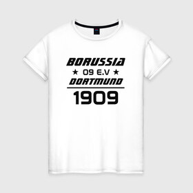 Женская футболка хлопок с принтом BVB в Петрозаводске, 100% хлопок | прямой крой, круглый вырез горловины, длина до линии бедер, слегка спущенное плечо | боруссия