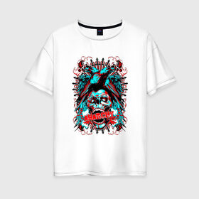 Женская футболка хлопок Oversize с принтом Анархия в Петрозаводске, 100% хлопок | свободный крой, круглый ворот, спущенный рукав, длина до линии бедер
 | anarchy | skull | ворон