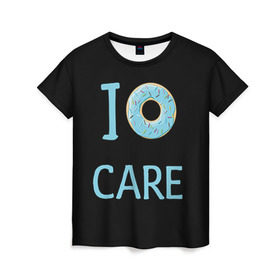 Женская футболка 3D с принтом Donut care в Петрозаводске, 100% полиэфир ( синтетическое хлопкоподобное полотно) | прямой крой, круглый вырез горловины, длина до линии бедер | simpsons