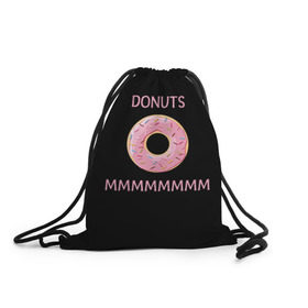 Рюкзак-мешок 3D с принтом Donuts в Петрозаводске, 100% полиэстер | плотность ткани — 200 г/м2, размер — 35 х 45 см; лямки — толстые шнурки, застежка на шнуровке, без карманов и подкладки | Тематика изображения на принте: simpsons