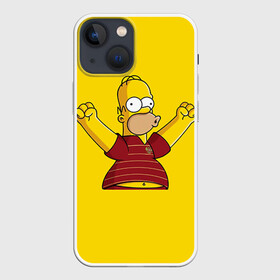 Чехол для iPhone 13 mini с принтом Гомер болельщик в Петрозаводске,  |  | simpsons