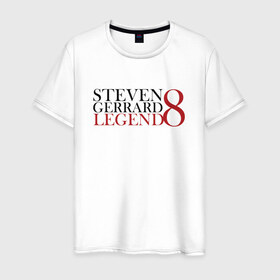 Мужская футболка хлопок с принтом Steven Gerrard в Петрозаводске, 100% хлопок | прямой крой, круглый вырез горловины, длина до линии бедер, слегка спущенное плечо. | Тематика изображения на принте: 