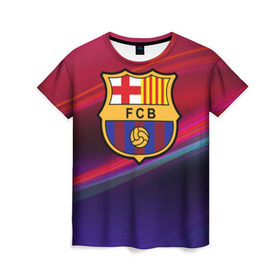 Женская футболка 3D с принтом ФК Барселона в Петрозаводске, 100% полиэфир ( синтетическое хлопкоподобное полотно) | прямой крой, круглый вырез горловины, длина до линии бедер | барселона | болельщик | испания | каталония | футбол | футболист