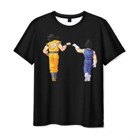 Мужская футболка 3D с принтом Bros в Петрозаводске, 100% полиэфир | прямой крой, круглый вырез горловины, длина до линии бедер | anime | dragon ball | goku | аниме | вегета | гоку | драконий жемчуг | жемчуг дракона