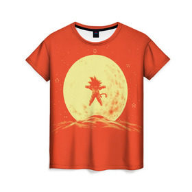 Женская футболка 3D с принтом Moon в Петрозаводске, 100% полиэфир ( синтетическое хлопкоподобное полотно) | прямой крой, круглый вырез горловины, длина до линии бедер | anime | dragon ball | goku | аниме | гоку | драконий жемчуг | жемчуг дракона