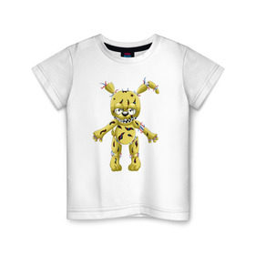 Детская футболка хлопок с принтом Springtrap в Петрозаводске, 100% хлопок | круглый вырез горловины, полуприлегающий силуэт, длина до линии бедер | five nights at freddys | springtrap | фнаф