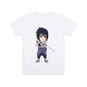 Детская футболка хлопок с принтом Sasuke в Петрозаводске, 100% хлопок | круглый вырез горловины, полуприлегающий силуэт, длина до линии бедер | 