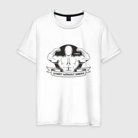 Мужская футболка хлопок с принтом Street Workout Siberia в Петрозаводске, 100% хлопок | прямой крой, круглый вырез горловины, длина до линии бедер, слегка спущенное плечо. | 