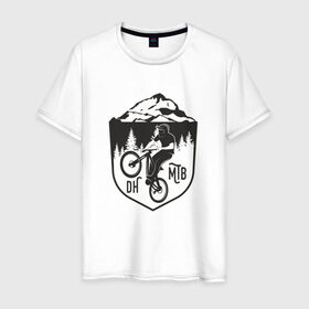 Мужская футболка хлопок с принтом Downhill mountain bike в Петрозаводске, 100% хлопок | прямой крой, круглый вырез горловины, длина до линии бедер, слегка спущенное плечо. | Тематика изображения на принте: iceberg