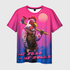 Мужская футболка 3D с принтом My Year, my rules! в Петрозаводске, 100% полиэфир | прямой крой, круглый вырез горловины, длина до линии бедер | Тематика изображения на принте: hotline miami