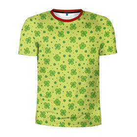 Мужская футболка 3D спортивная с принтом Клевер в Петрозаводске, 100% полиэстер с улучшенными характеристиками | приталенный силуэт, круглая горловина, широкие плечи, сужается к линии бедра | арт | зелень | клевер | праздник | растение | святой патрик