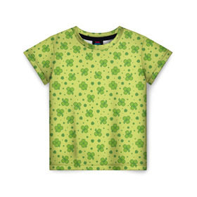 Детская футболка 3D с принтом Клевер в Петрозаводске, 100% гипоаллергенный полиэфир | прямой крой, круглый вырез горловины, длина до линии бедер, чуть спущенное плечо, ткань немного тянется | арт | зелень | клевер | праздник | растение | святой патрик