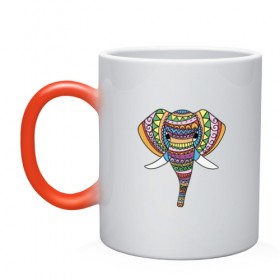 Кружка хамелеон с принтом Слон в Петрозаводске, керамика | меняет цвет при нагревании, емкость 330 мл | 