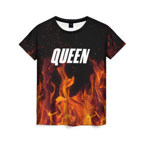 Женская футболка 3D с принтом Queen в Петрозаводске, 100% полиэфир ( синтетическое хлопкоподобное полотно) | прямой крой, круглый вырез горловины, длина до линии бедер | rok | куин | меркури | музыка | панк | рок | фреди