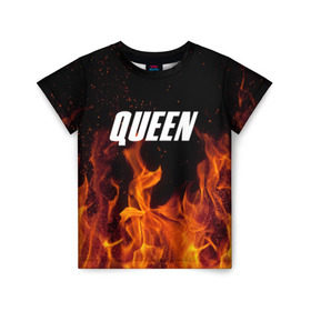 Детская футболка 3D с принтом Queen в Петрозаводске, 100% гипоаллергенный полиэфир | прямой крой, круглый вырез горловины, длина до линии бедер, чуть спущенное плечо, ткань немного тянется | rok | куин | меркури | музыка | панк | рок | фреди