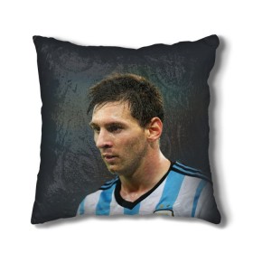 Подушка 3D с принтом Leo Messi в Петрозаводске, наволочка – 100% полиэстер, наполнитель – холлофайбер (легкий наполнитель, не вызывает аллергию). | состоит из подушки и наволочки. Наволочка на молнии, легко снимается для стирки | Тематика изображения на принте: fc barcelona | football | lionel messi | messi | аргентина | барса | лео месси | фк барселона | футбол