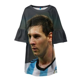 Детское платье 3D с принтом Leo Messi в Петрозаводске, 100% полиэстер | прямой силуэт, чуть расширенный к низу. Круглая горловина, на рукавах — воланы | fc barcelona | football | lionel messi | messi | аргентина | барса | лео месси | фк барселона | футбол