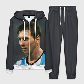 Мужской костюм 3D с принтом Leo Messi в Петрозаводске, 100% полиэстер | Манжеты и пояс оформлены тканевой резинкой, двухслойный капюшон со шнурком для регулировки, карманы спереди | fc barcelona | football | lionel messi | messi | аргентина | барса | лео месси | фк барселона | футбол