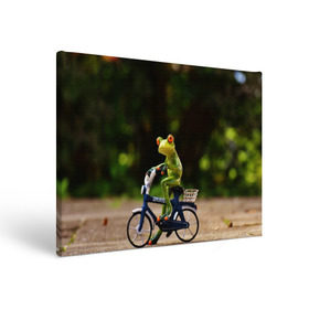Холст прямоугольный с принтом Лягушка в Петрозаводске, 100% ПВХ |  | Тематика изображения на принте: велосипед | жаба | животные | лягушка | мини | фигурка