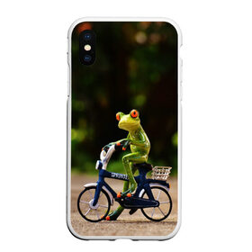 Чехол для iPhone XS Max матовый с принтом Лягушка в Петрозаводске, Силикон | Область печати: задняя сторона чехла, без боковых панелей | велосипед | жаба | животные | лягушка | мини | фигурка
