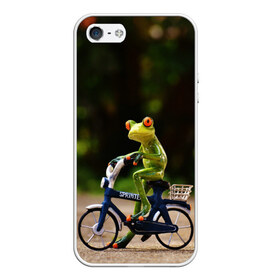 Чехол для iPhone 5/5S матовый с принтом Лягушка в Петрозаводске, Силикон | Область печати: задняя сторона чехла, без боковых панелей | велосипед | жаба | животные | лягушка | мини | фигурка
