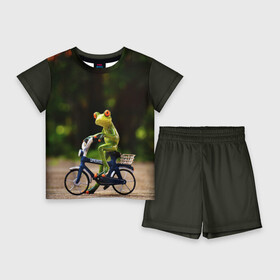 Детский костюм с шортами 3D с принтом Лягушка в Петрозаводске,  |  | велосипед | жаба | животные | лягушка | мини | фигурка
