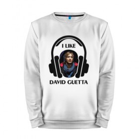 Мужской свитшот хлопок с принтом I like David Guetta в Петрозаводске, 100% хлопок |  | Тематика изображения на принте: 