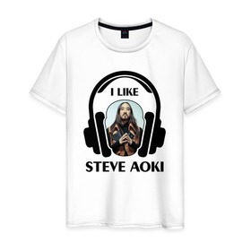 Мужская футболка хлопок с принтом I like Steve Aoki в Петрозаводске, 100% хлопок | прямой крой, круглый вырез горловины, длина до линии бедер, слегка спущенное плечо. | beatport | club | dim mak | dj | edm | electro | house | i like | music | production | radio | steve aoki | techno | top | trance | дискотека | звезда | клуб | любимчик | мне нравится | музыка | музыкант | наушники | продюссер | радио | фестиваль