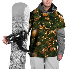 Накидка на куртку 3D с принтом Праздничные шары в Петрозаводске, 100% полиэстер |  | Тематика изображения на принте: елка | елочные | звезды | золото | игрушки | хвоя | шары