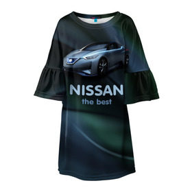 Детское платье 3D с принтом Nissan the best в Петрозаводске, 100% полиэстер | прямой силуэт, чуть расширенный к низу. Круглая горловина, на рукавах — воланы | nissan | авто | автомобиль | водитель | машина | ниссан | тачка