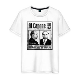 Мужская футболка хлопок с принтом Аль Капоне в Петрозаводске, 100% хлопок | прямой крой, круглый вырез горловины, длина до линии бедер, слегка спущенное плечо. | al capone | аль капоне | гангстер | мафия | чикаго