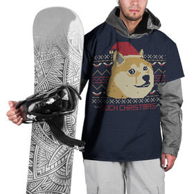 Накидка на куртку 3D с принтом Новогодний свитер Doge в Петрозаводске, 100% полиэстер |  | 2017 | new year | акита | год | мем | новогодний | новый | сиба ину