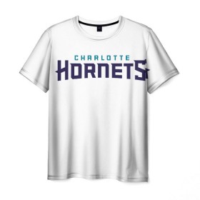 Мужская футболка 3D с принтом Charlotte Hornets в Петрозаводске, 100% полиэфир | прямой крой, круглый вырез горловины, длина до линии бедер | 