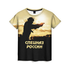 Женская футболка 3D с принтом Спецназ России в Петрозаводске, 100% полиэфир ( синтетическое хлопкоподобное полотно) | прямой крой, круглый вырез горловины, длина до линии бедер | special forces | армия | боец | военный | офицер | пистолет | россия | силуэт | спецназ | спецподразделение