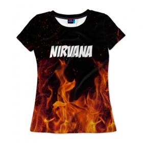 Женская футболка 3D с принтом Нирвана в Петрозаводске, 100% полиэфир ( синтетическое хлопкоподобное полотно) | прямой крой, круглый вырез горловины, длина до линии бедер | nirvana | кобейн | курт