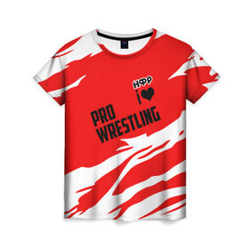Женская футболка 3D с принтом НФР: I Love Pro Wrestling в Петрозаводске, 100% полиэфир ( синтетическое хлопкоподобное полотно) | прямой крой, круглый вырез горловины, длина до линии бедер | danger zone | iwf | wrestling | нфр | опасная зона | реслинг | рестлинг