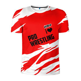 Мужская футболка 3D спортивная с принтом НФР: I Love Pro Wrestling в Петрозаводске, 100% полиэстер с улучшенными характеристиками | приталенный силуэт, круглая горловина, широкие плечи, сужается к линии бедра | danger zone | iwf | wrestling | нфр | опасная зона | реслинг | рестлинг