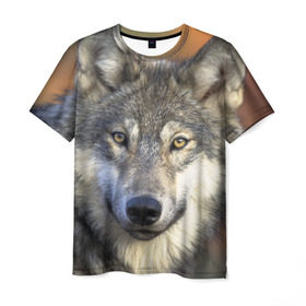 Мужская футболка 3D с принтом Волк в Петрозаводске, 100% полиэфир | прямой крой, круглый вырез горловины, длина до линии бедер | волк | волки | волчата | волчонок | хищник