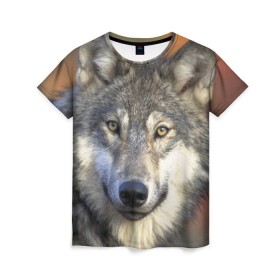 Женская футболка 3D с принтом Волк в Петрозаводске, 100% полиэфир ( синтетическое хлопкоподобное полотно) | прямой крой, круглый вырез горловины, длина до линии бедер | волк | волки | волчата | волчонок | хищник