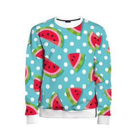 Детский свитшот 3D с принтом Арбузный рай в Петрозаводске, 100% полиэстер | свободная посадка, прямой крой, мягкая тканевая резинка на рукавах и понизу свитшота | berry | eat | fruit | pattern | sweet | watermelon | арбуз | еда | сладость | узор | фрукт | ягода