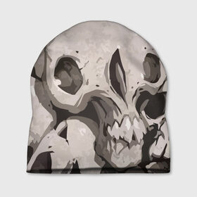 Шапка 3D с принтом Skull kamo в Петрозаводске, 100% полиэстер | универсальный размер, печать по всей поверхности изделия | helloween | skull | tumblr | хелоуин | череп
