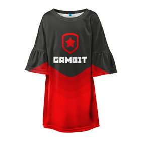 Детское платье 3D с принтом Gambit Gaming Uniform в Петрозаводске, 100% полиэстер | прямой силуэт, чуть расширенный к низу. Круглая горловина, на рукавах — воланы | counter strike | cs go | gambit | swat | terrorist | гамбит | контр страйк | кс го | спецназ