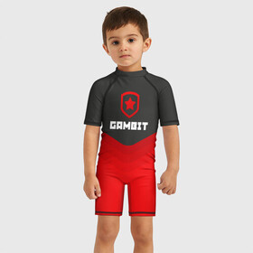 Детский купальный костюм 3D с принтом Gambit Gaming Uniform в Петрозаводске, Полиэстер 85%, Спандекс 15% | застежка на молнии на спине | Тематика изображения на принте: counter strike | cs go | gambit | swat | terrorist | гамбит | контр страйк | кс го | спецназ