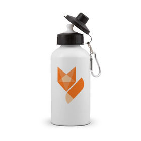 Бутылка спортивная с принтом Лиса минимализм в Петрозаводске, металл | емкость — 500 мл, в комплекте две пластиковые крышки и карабин для крепления | fox
