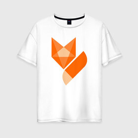 Женская футболка хлопок Oversize с принтом Лиса минимализм в Петрозаводске, 100% хлопок | свободный крой, круглый ворот, спущенный рукав, длина до линии бедер
 | fox