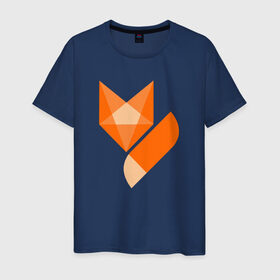 Мужская футболка хлопок с принтом Лиса минимализм в Петрозаводске, 100% хлопок | прямой крой, круглый вырез горловины, длина до линии бедер, слегка спущенное плечо. | Тематика изображения на принте: fox